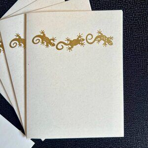 New - Set of 4 embossed Lizard Greeting / Thank You Cards